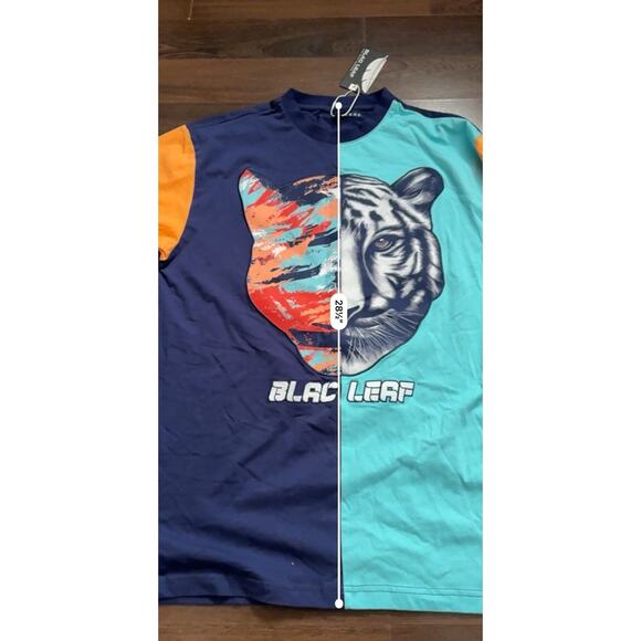 BLACK LEAF SPLIT TIGER SHIRT MENS SZ LARGE MULTI-COLOR - Picture 9 of 11